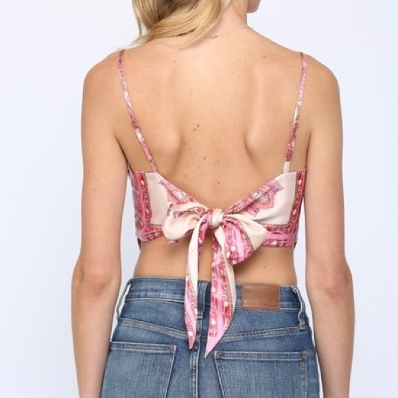 ❌SOLD OUT❌ FESTIVAL FEVER PINK SATIN SCARF TOP - Picture 3 of 3